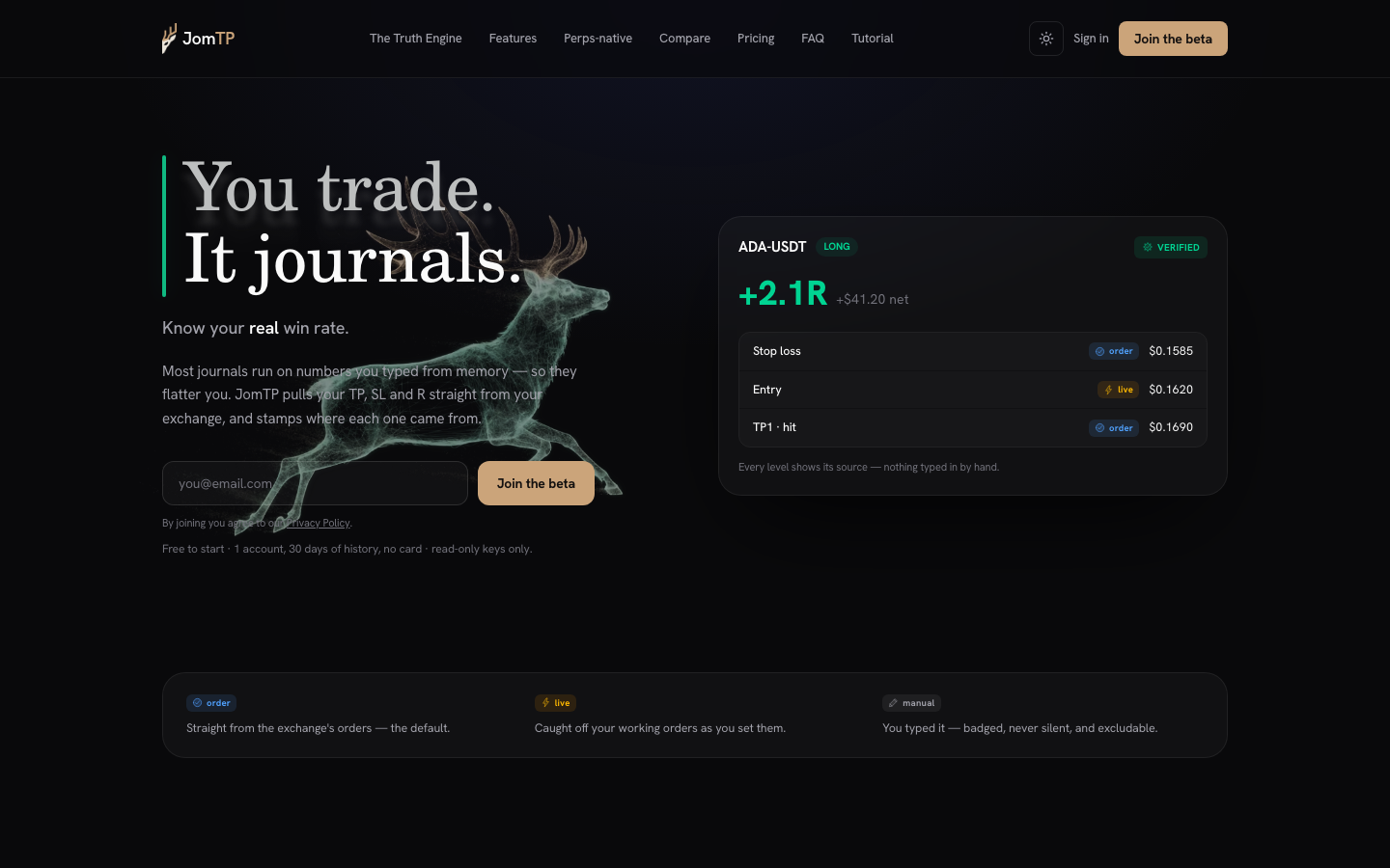 The JomTP landing page, with Sign in highlighted.